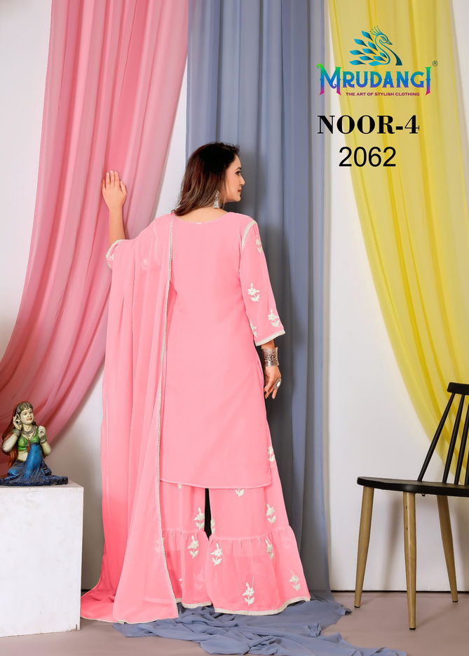 Noor 4 By Mrudangi Georgette With Cotton Readymade Sharara Suits Wholesale Market In Surat
